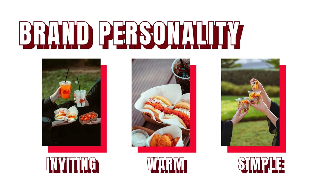 Brand personality slide: inviting, warm, simple