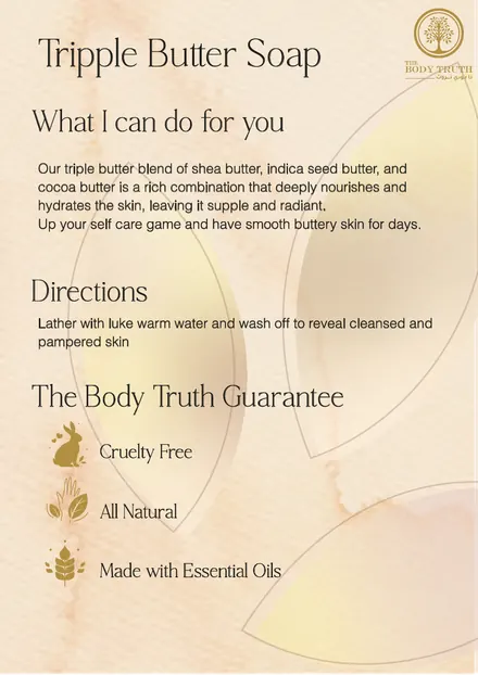 Framed product card for the Triple Butter soap