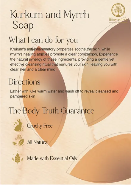 Framed product card for the Kurkum and Myrrh soap