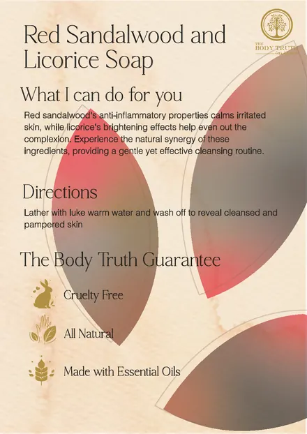 Framed product card for the Red Sandalwood and Licorice soap