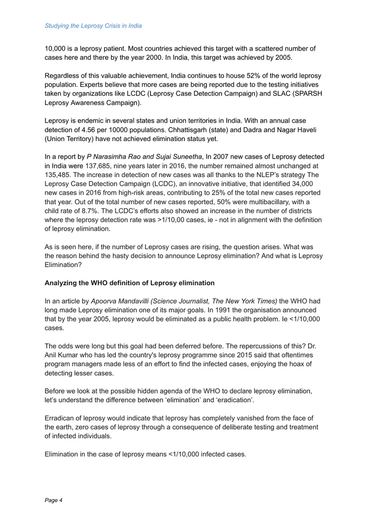 Studying the Leprosy Crisis in India, page 4 of 9