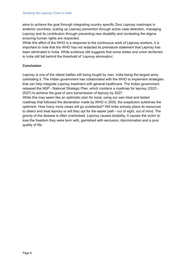 Studying the Leprosy Crisis in India, page 8 of 9