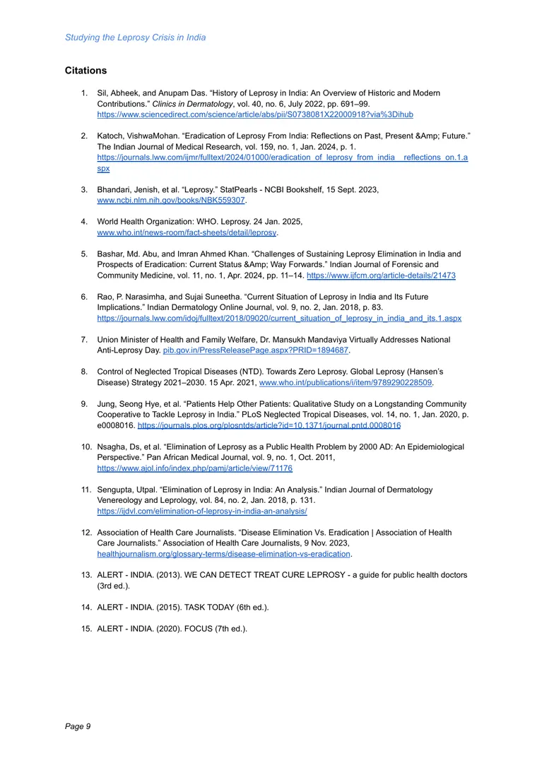 Studying the Leprosy Crisis in India, page 9 of 9